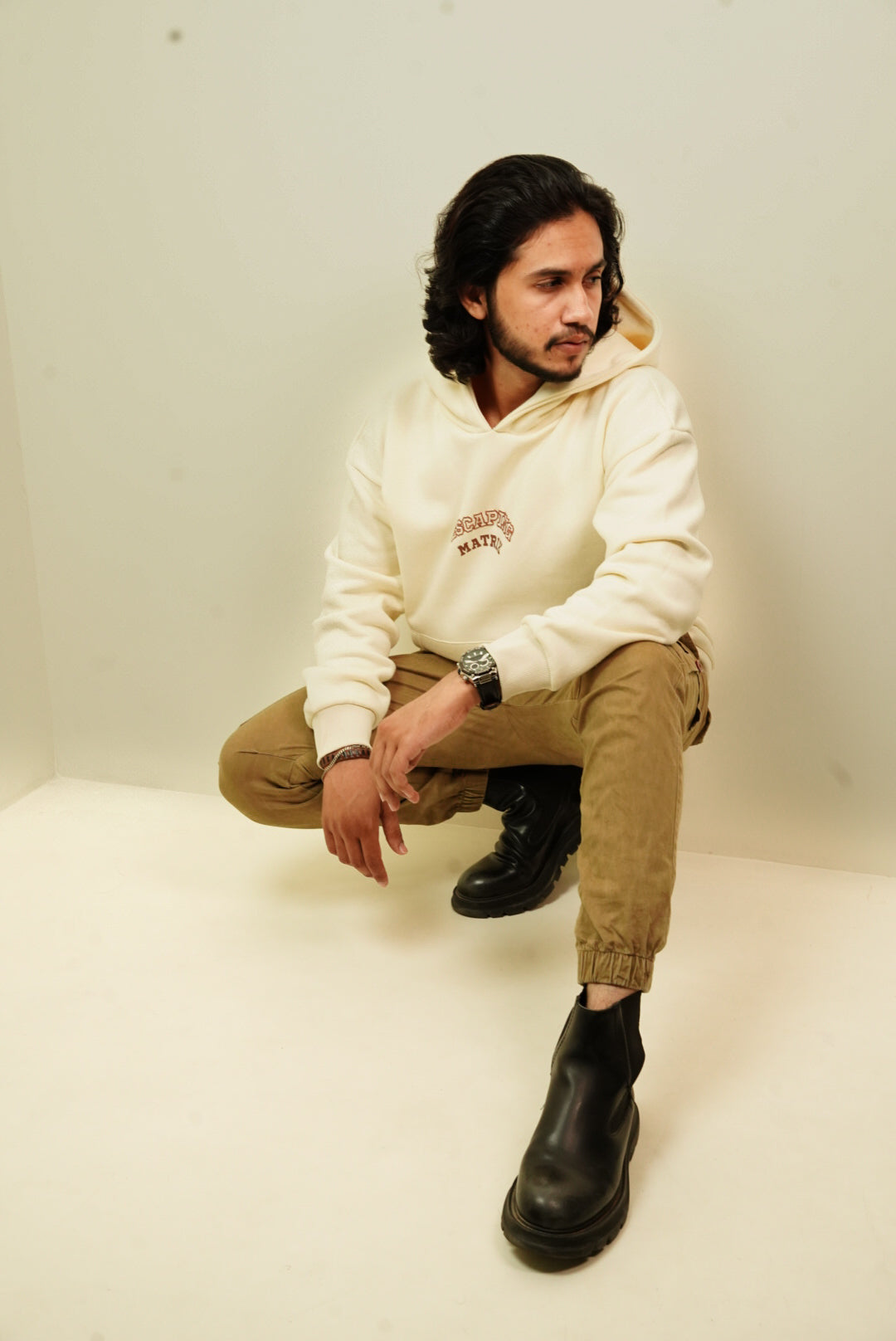 Escaping Matrix Beige Oversized Unisex Hoodie | RU013