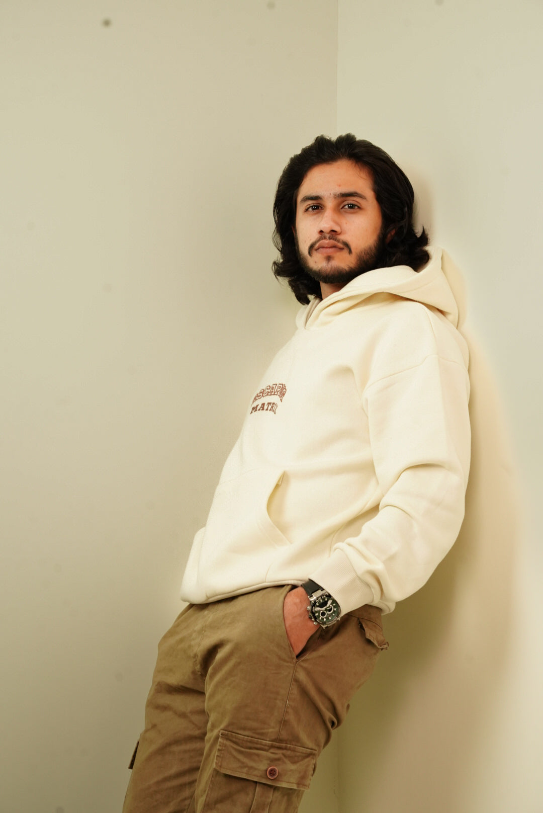 Escaping Matrix Beige Oversized Unisex Hoodie | RU013