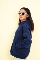 Escaping Matrix Navy Blue Oversized Unisex Hoodie | RU012